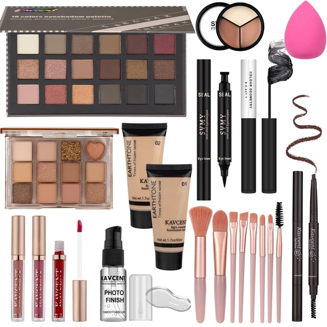 Kit de maquillaje KAVCENT para mujeres adolescentes con base de sombra de ojos