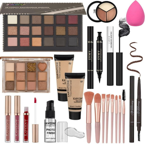 Kit de maquillaje KAVCENT para mujeres adolescentes con base de sombra de ojos