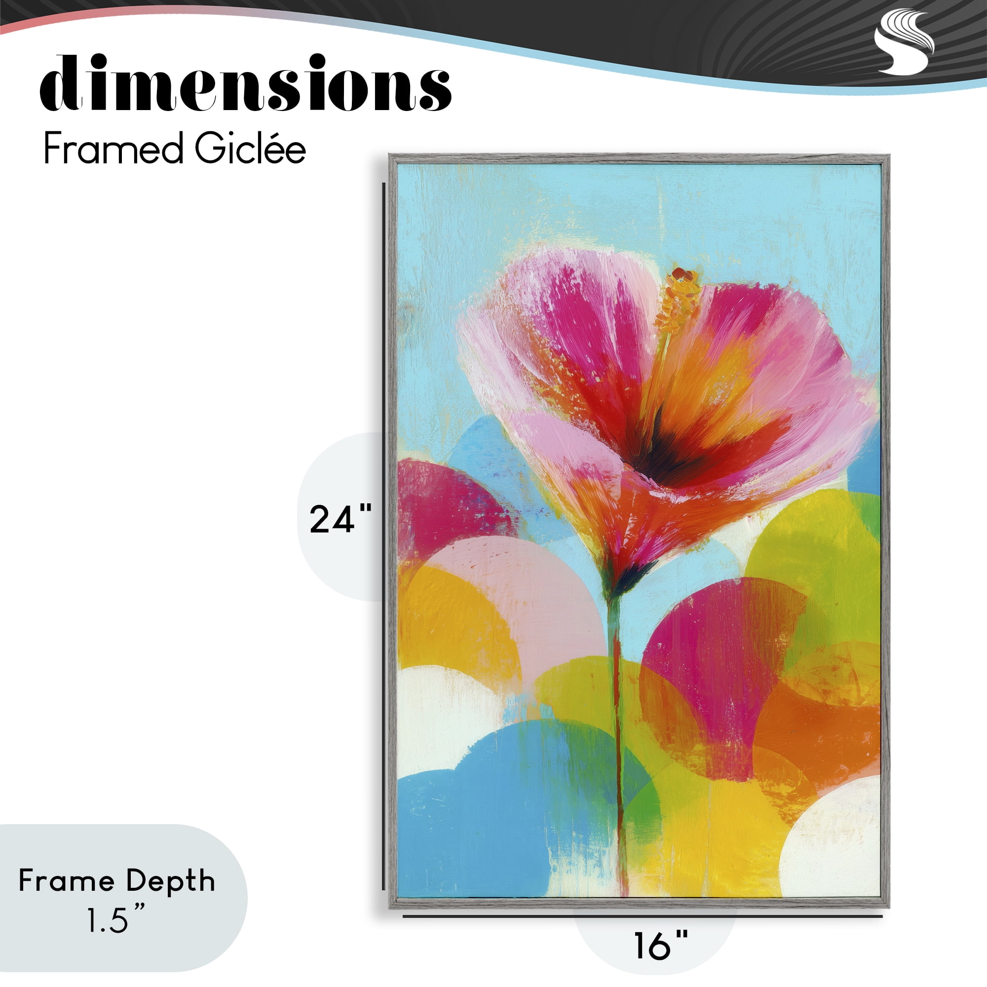 Stupell Industries Hibiscus In The Sun Gray Framed Giclee Art, design by Chromatic Storm Studio