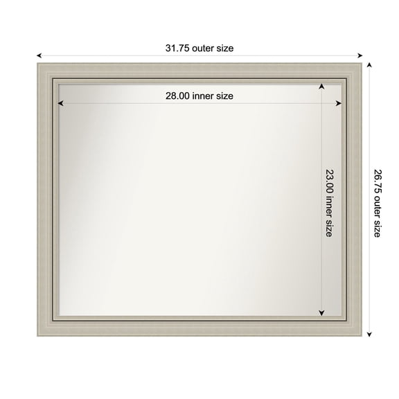 Amanti Art Custom Wall and Bathroom Mirror (26.75 x 31.75 in.), Romano Silver Narrow Frame