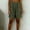 #0076-Army Green, variant on Women's Cotton Casual Elastic Waist Comfy Curling Knee Length Bermuda Shorts with Pocket