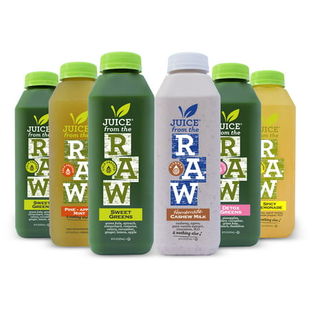 Juice From the RAW 3-Day Juice Cleanse with Cashew Milk - COLD-PRESSED (NEVER BLENDED) - 18 Bottles (16 fl
