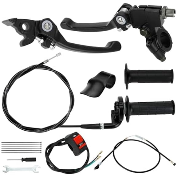 7/8" Folding Clutch Brake Lever and Dirt Bike Throttle Assembly Compatible with 70cc 110cc 140cc 150cc SSR 125 Apollo RFZ DBX15 DBX18 TaoTao DB17 DB27 Coolster Xmotos Motorcycle Parts Black