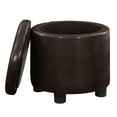 thumbnail image 2 of Designs4Comfort Round Accent Storage Ottoman with Reversible Tray Lid, Espresso Faux Leather, 2 of 7