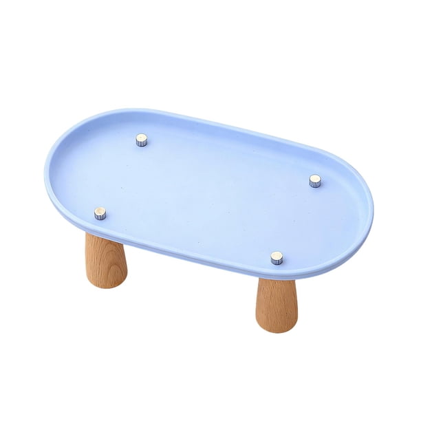 Comedero elevado con soporte para cuencos de comida y agua para gatos y perros. Azul 24cmx13cm