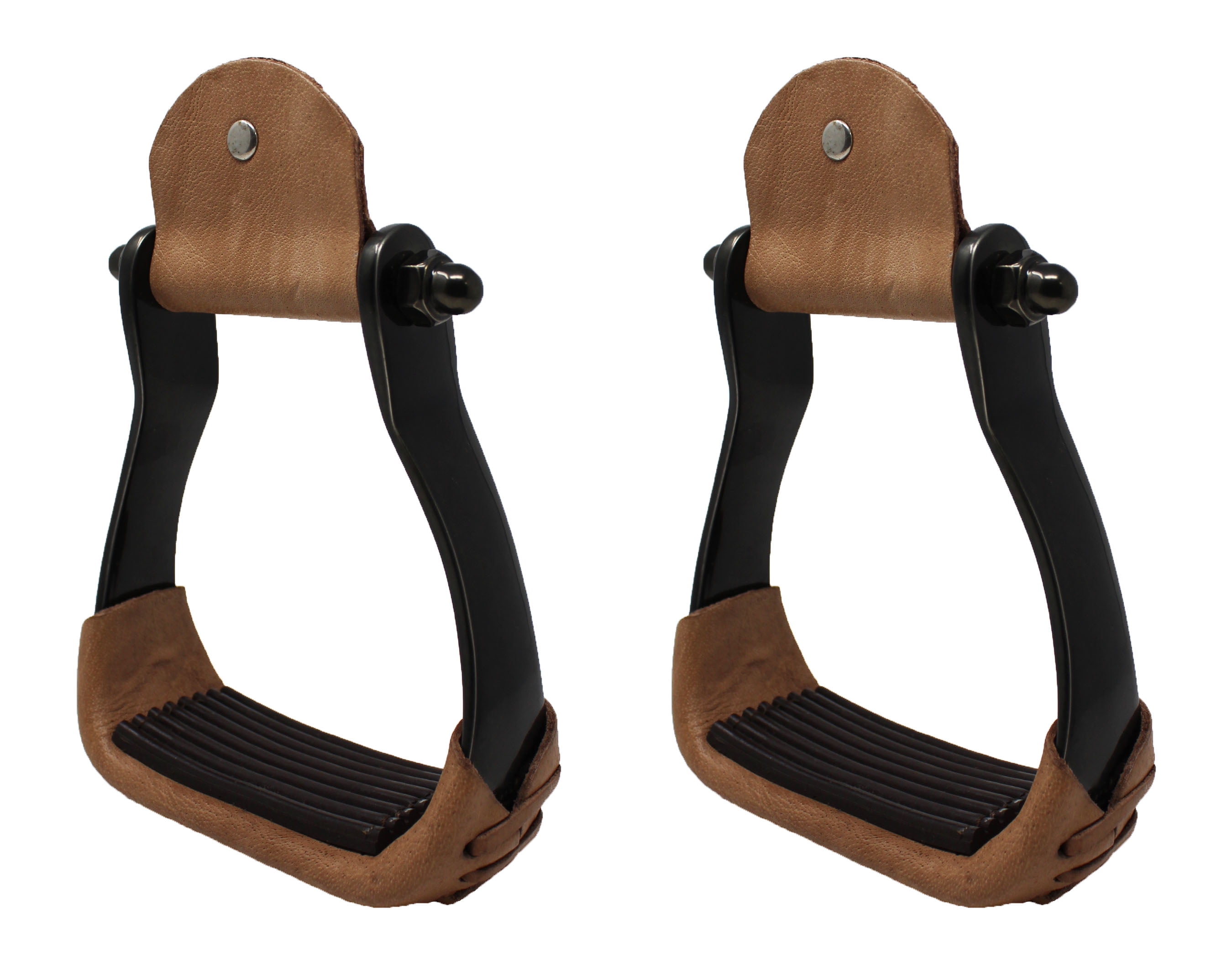 Horse Saddle Barrel Racing Western Aluminum Stirrups 4.5" Wide Black