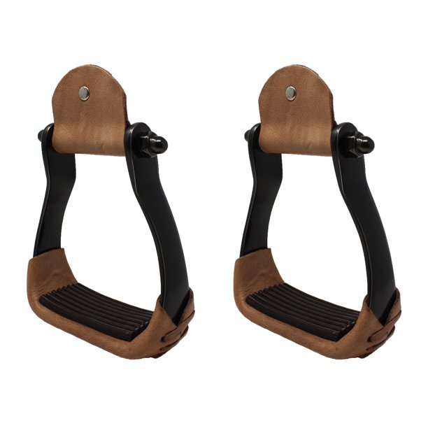 Horse Saddle Barrel Racing Western Aluminum Stirrups 4.5" Wide Black