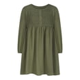 thumbnail image 4 of Ygbgbb Women's Elegant Casual Solid Color Long Sleeved Round Neck Dress (Army Green,M), 4 of 6