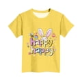 thumbnail image 3 of jobturf Easter Shirts for Girls Happy Bunny Cute Tops Holiday Party Short Sleeve Blouses Floral Rabbit Eggs Graphic Tees Size 3-15 Years, 3 of 5