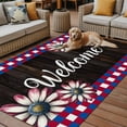 thumbnail image 2 of Fsddascl Daisy Floral Outdoor Rug for Patio/Deck/Porch, Non-Slip Large Area Rug 6 x 9 Ft, Vintage Wood Grain Red Blue Plaid Indoor Outdoor Rugs Washable Area Rugs, Reversible Camping Rug Carpet, 2 of 5