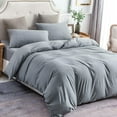 thumbnail image 5 of PURE ERA Duvet Cover Set Twin Size 100% Jersey Cotton 2pc Bedding Set 1x Pillow Sham Blueish Gray, 5 of 5