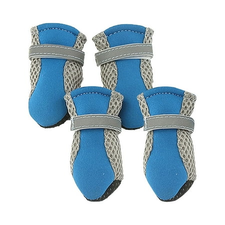 Frogued 4Pcs Dog Shoes Magic Sticker Closure Breathable Fabric Non-Slip Puppy Boots for Outdoor