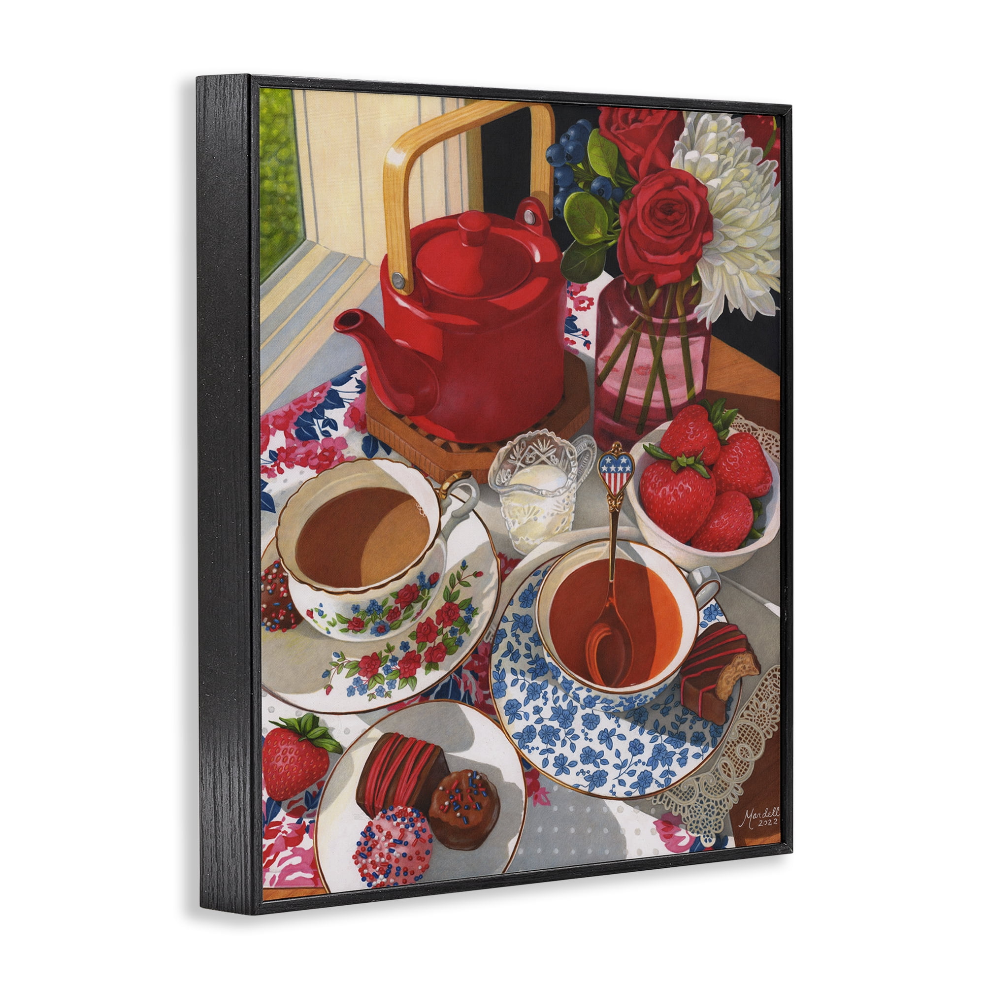 Stupell Industries Patriotic Tea Party Food & Beverage Painting Black Framed Art Print Wall Art, 24 x 30