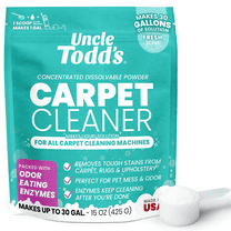 Uncle Todd's Concentrated Carpet Cleaner Powder, 15 oz Pouch, Pet Odor & Stain Remover, Enzyme Formula, Fresh Scent