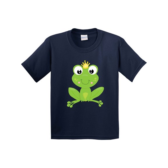 Inktastic Cute Frog, Green Frog, Crown, Frog Prince Youth T-Shirt