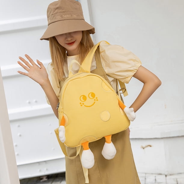 Mochila de queso para niñas, mochila suave de dibujos animados, mochila escolar para viajes diarios