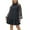 Black, variant on Uaswgudfs High Neck Long Sleeve Summer Casual Dress for Women - Midi Dress with Ruffled Hem & Pleated Lace Accents, Lightweight & Breathable Daily Wear Black L