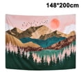 thumbnail image 1 of Tapiz puesta de sol pájaros barco lago tapiz acuarela naturaleza paisaje tapices colgante de pared para habitación impreso ukiyo-e tapiz Adepaton 2034801-4, 1 of 9