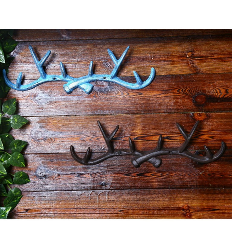 NUOLUX Wall-mounted Decorative Antler Hook Rack, Cast Iron Hanger