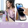 thumbnail image 4 of Allytechgroup Retro Wallet Case for Apple iPhone 15 Pro, RFID Blocking Cards Holder Kickstand Bumper Shockproof Anti-Scratch Premium PU Leather TPU Back Cover for Women Men, Purple, 4 of 8