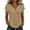 Khaki, variant on Womens Short Sleeve Blouse V Neck Wrap Front Button Rolled Casual Dailywear(Gray/M)