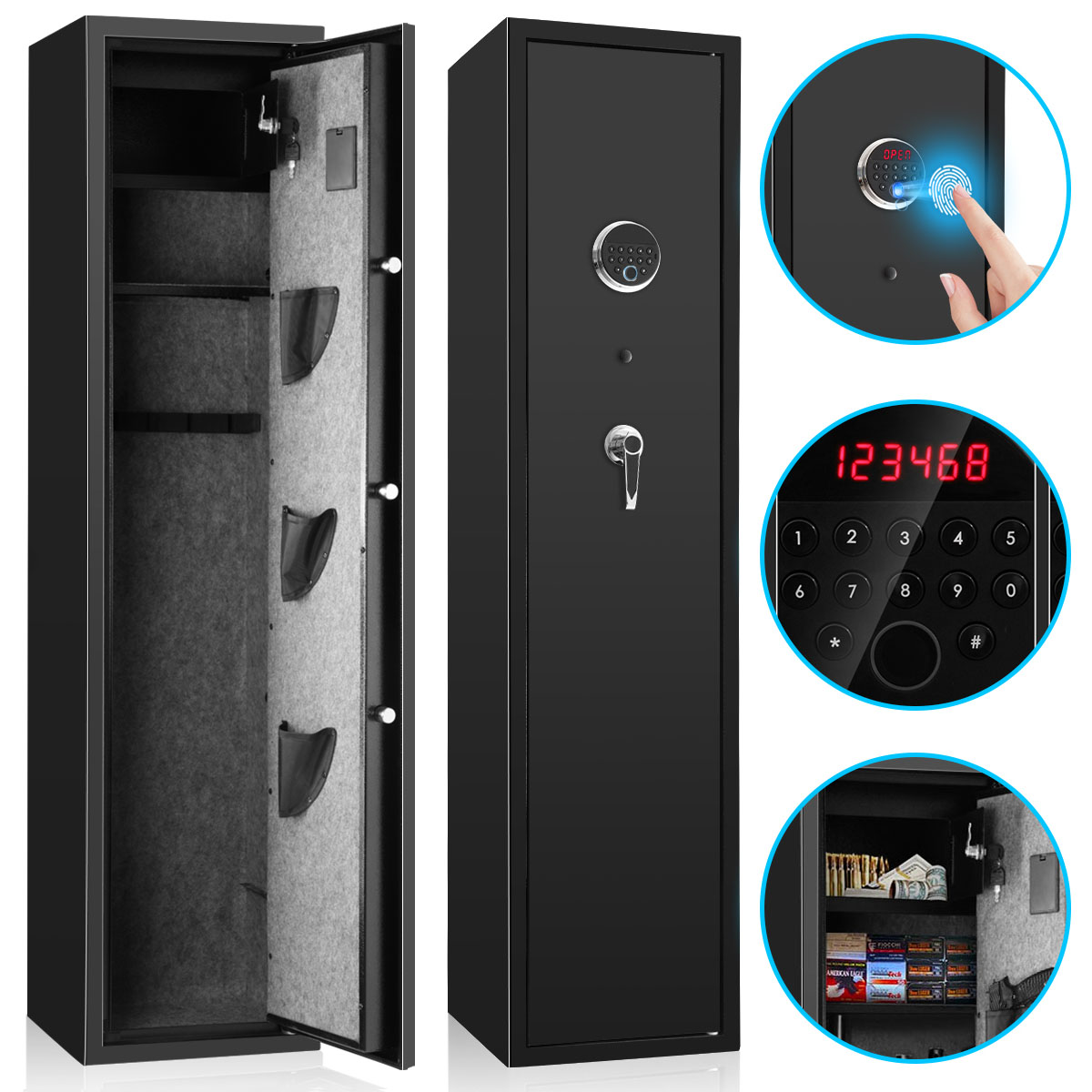 Blacksmith Biometric Rifle Gun Safe, 5Gun Large Fingerprint Shotgun