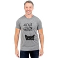 thumbnail image 2 of My Cat Is Totally My Valentine Men's Modern Fit Fun Casual T-Shirt Printed Graphic Tee Heather Gray 3X-Large, 2 of 3