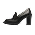 thumbnail image 4 of YDN Women Classy Chunky High Heels Pumps Round Closed Toe Slip On Oxford Loafers Daily Office Dressy Shoes Size 7.5 Black, 4 of 4