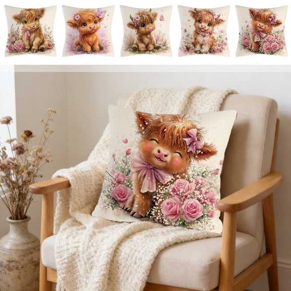 Throw Pillow Cover 18x18 Inch Cute Patterns Print Soft Breathable Hidden Zipper Decorative for Sofa Living Room by MPOISVA