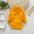 thumbnail image 2 of Wxirdiow Kids Sweaters Toddler Girls Kids Turtleneck Sweaters Winter Warm Cable Knit High Neck Pullover Sweater Boys Girls Solid Long Sleeve Jumpers Yellow Size,2-3 Years, 2 of 4