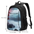 thumbnail image 4 of Hirioo Lighthouse in a Stormy Sea for Travel Laptop Backpack with USB Charging Port for Men and Women, 4 of 7