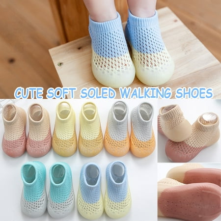 

Mesh Hollow Stitching Sock Shoes Baby Elastic Anti-slip Barefoot Infant Toddler Indoor First Walker Summer Kids Slipper