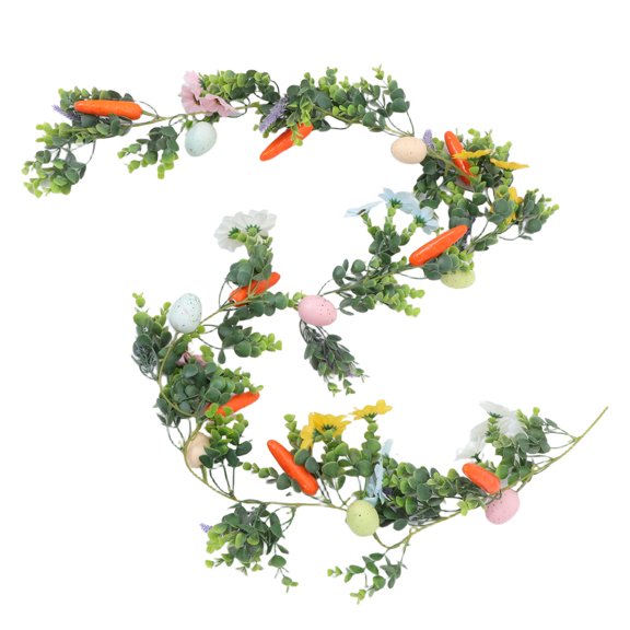 ETEREAUTY Artificial Hanging Vines Decorated with Easter Eggs, Flowers, and Carrots for Indoor and Outdoor Decoration