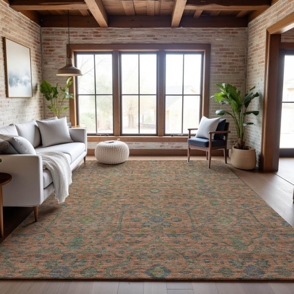Addison Rugs Mayfield Premium Machine Washable Transitional Global Coral Rectangle Rug, 9' x 12'