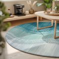 thumbnail image 3 of Round Rugs 3Ft, Blue Abstract Art Round Area Rug Washable Indoor Throw Carpet, Modern Stripes Moire Small Non Slip Circle Rug for Bedroom Living Room Home Decor Aesthetic, 3 of 8