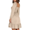 thumbnail image 5 of UVN Dresses for Women Casual Long Sleeve Square Neck Dress Ruffle Pleated Flowy Midi Dress, 5 of 10