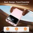 thumbnail image 4 of Portable Charger with Built-in Cables and AC Wall Plug, 10000mAh Slim USB-C Battery Pack, 15W Fast Charging Travel Essential Portable Phone Charger Compatible with iPhone, Samsun, Android，Pink, 4 of 7