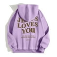 thumbnail image 5 of Christian Hoodies for Women 2025 Jesus Loves You Hoodie Zip Up Hoodie with Pockets Hooded Sweatshirt Women Jacket, 5 of 7