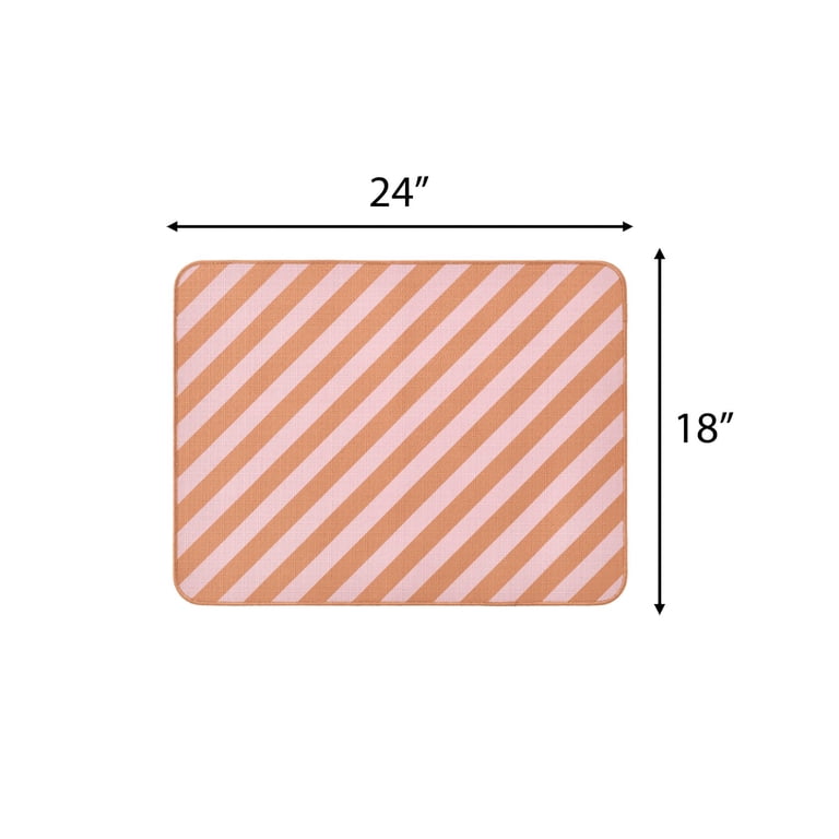 Orange Glitter Dish Drying Mat – 18x24 Inch Absorbent Kitchen Counter Mat With Hanging Loop