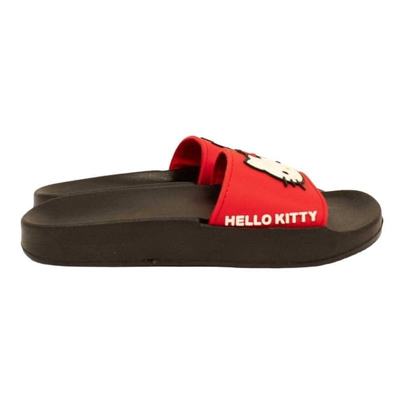 Sandalias Hello Kitty para Dama Talla 24 Diseño con Cara de Hello Kitty Negro con Rojo