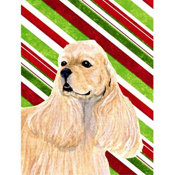 11 x 15 In. Cocker Spaniel Candy Cane Holiday Christmas Flag, Garden Size