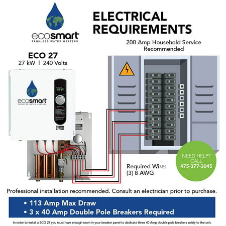 Eco 27 Electric Tankless Water Heater, 240v Electric Tankless Water Heater Wiring Diagram