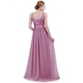thumbnail image 4 of Zaldita Women's Sleeveless Chiffon Bridesmaid Dress Elegant Lace Wedding Formal Long Evening Party Dress Plum 4, 4 of 6