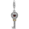 thumbnail image 4 of 14K/Silver Two-Tone Sterling Silver With 14K Garnet Antiqued Key Lobster Clasp Charm (40 X 8) Made In Thailand qtc494, 4 of 6