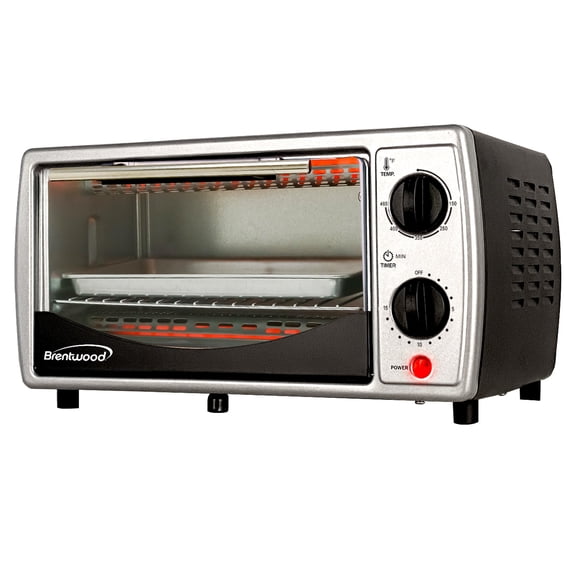 TS-345B 700W 4-Slice Silver Black Toaster Oven