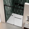 thumbnail image 2 of JimsMaison 56-60" W x 70" H Double Sliding Semi-Frameless Shower Door with 5/16'' (8mm) Tempered Glass, Matte Black, 2 of 12