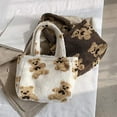 thumbnail image 6 of Women Lamb Fabric Shoulder Tote Bag Bear Handbag Winter Soft Casual Shoulder Messenger Bag Fluffy Female Handbag, 6 of 7