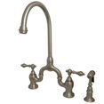 thumbnail image 1 of English Country Kitchen Bridge Faucet with Brass Sprayer, Satin Nickel, 1 of 1