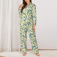 thumbnail image 2 of Yiaed Lilies Flowers Print Pajamas Women's Long Sleeve Sleepwear Soft Button Down Loungewear Pjs Lounge Set Nightwear Womens Pajama Pants-XX-Large, 2 of 7