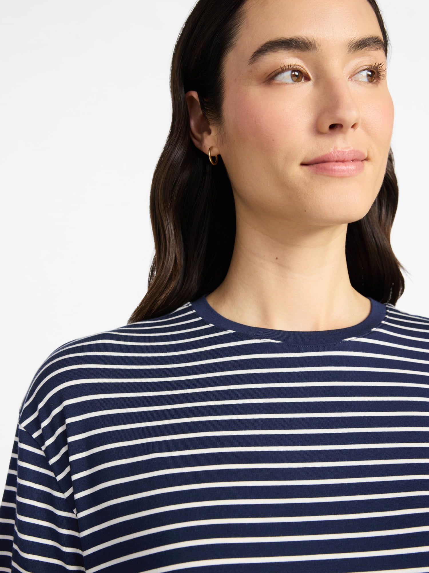 Time and Tru Women's Crewneck Tunic Tee with Short Sleeves, Sizes XS-XXXL